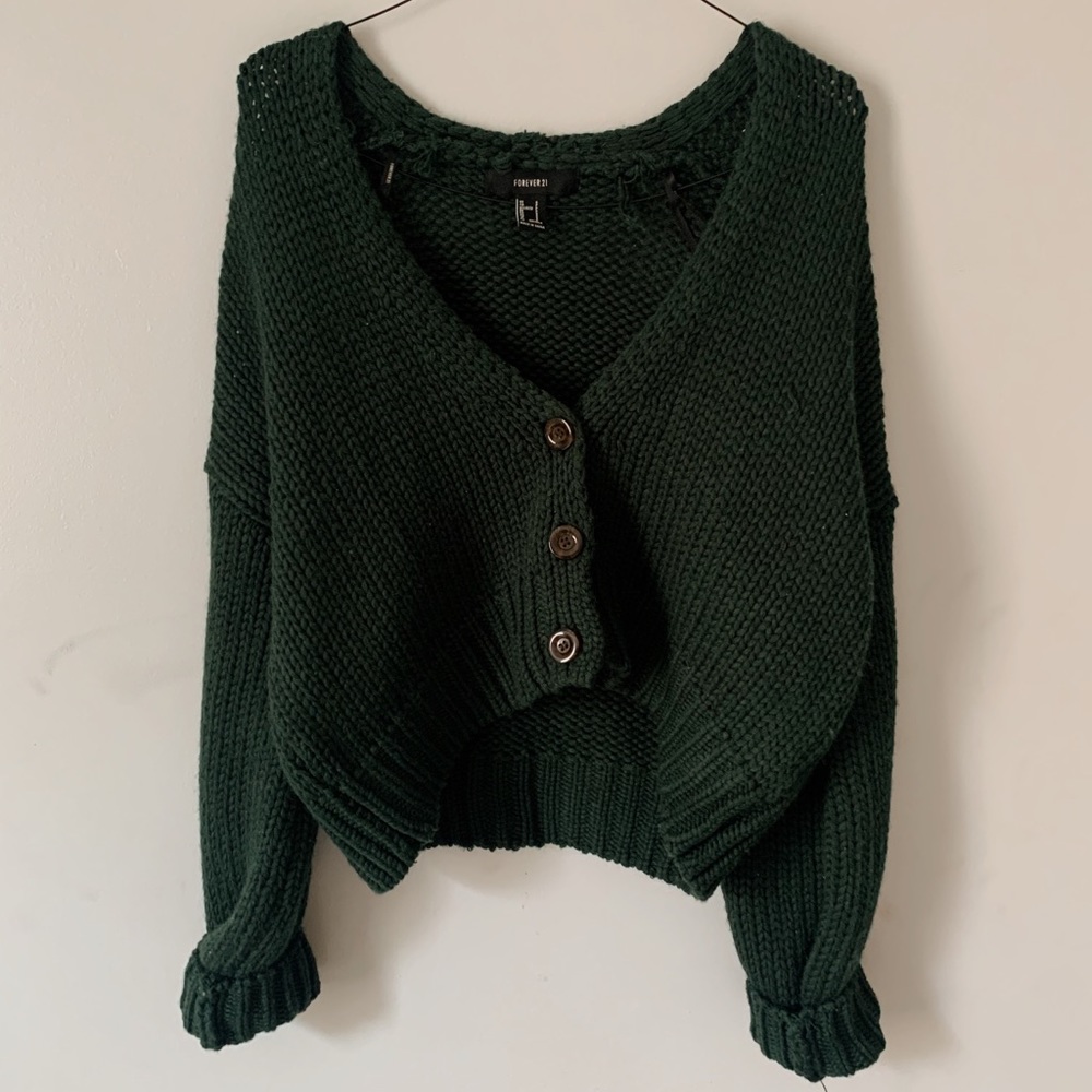 Green Button-Up Sweater